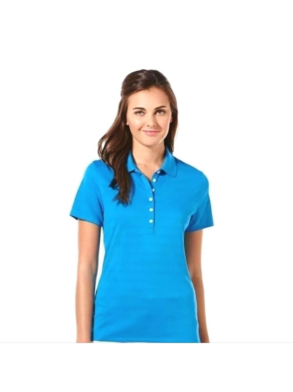 Callaway Polo Shirt Striped Short Sleeves 1/4 Front Snap Collar Stretch Medium